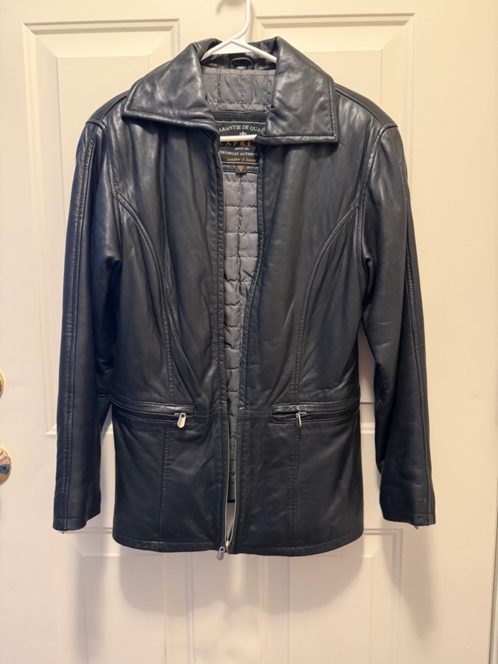 Express Black Leather Zip-Front Jacket, Zippered Pickets, Size Small